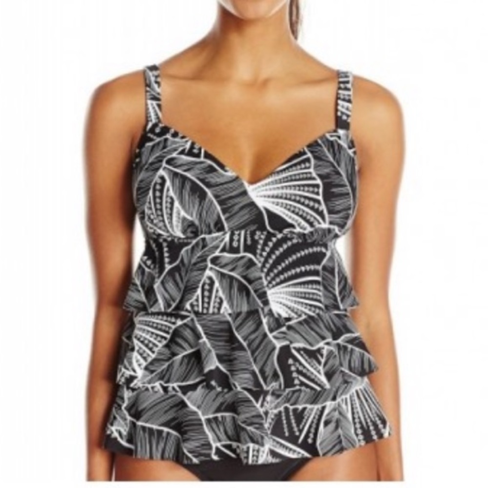 Shape Solver Palm Fan 3 Tier Tankini NWT Sz 10
